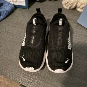 Puma Black and White Sneakers with Slip-On Design